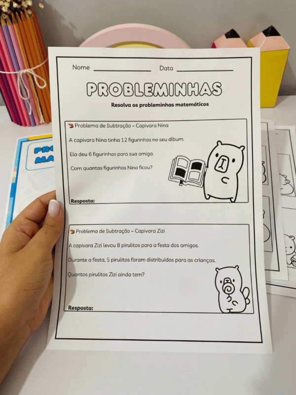 Probleminhas Matemáticos Tema Capivara - Imagem 3